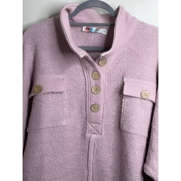 Free People FP BEACH Rowan Oversized Pullover Henley Sweatshirt Top Size XS NEW - Picture 3 of 6